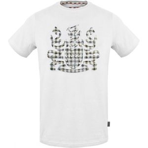 Aquascutum Geruit Aldis Crest Wit T-shirt - Maat S