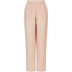 Armani Exchange Dames Gestreepte Broek (Beige/Wit)