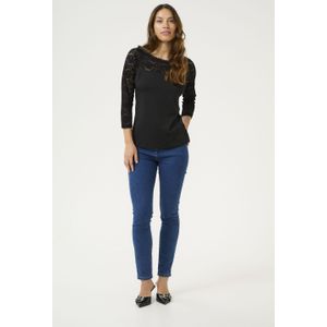 Blouse - Regular Fit - 3/4 Mouwen - 92% Polyamide - Zwart
