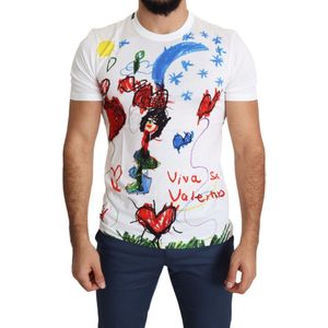 Dolce & Gabbana Wit Kinder-Tekening Print Katoen Heren-T-shirt