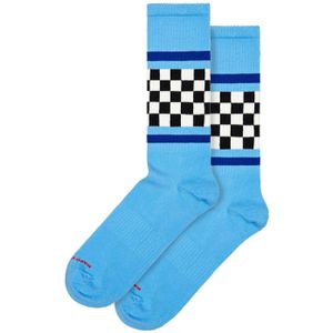 Gecontroleerde Streep Sokken | Happy Socks | Nieuwe Ruiten Gevlekte Sokken | Grappige Cadeausokken - Blauw