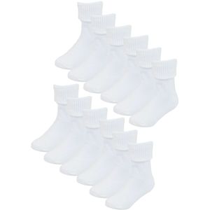 Set van 6 babysokken van katoen met omgeslagen bovenkant - Wit