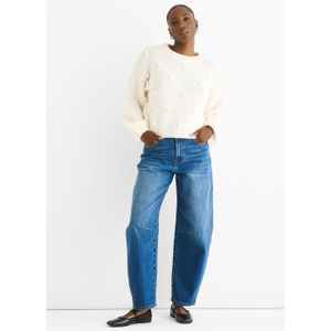 Crèmekleurige oversized gebreide trui van wolmix