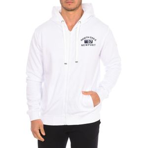 North Sails - Hoodie - Wit - Heren - Met Rits en Merkprint
