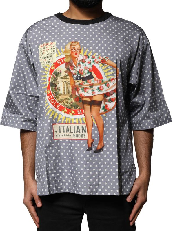 Dolce & Gabbana - T-shirt - Grijs - Polka Dot PinUp Graphic