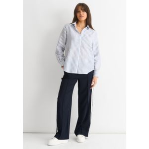 Blauw linnen oversized streep shirt