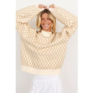Azura Exchange Havermout Diamantbrei Drop Shoulder Losse Trui