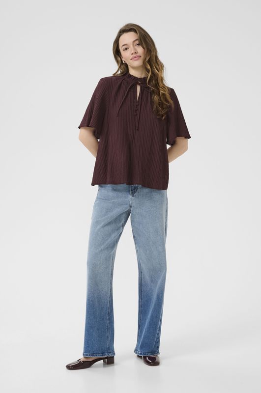 Kaffe - Blouse 'Lianna' - Mokka - Wijde Blouse - Halve Mouw