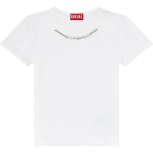 Diesel Dames T-Matic Jersey Ribbels T-Shirt (Wit)