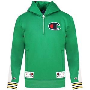Champion groene hoodie met halve rits en groot logo