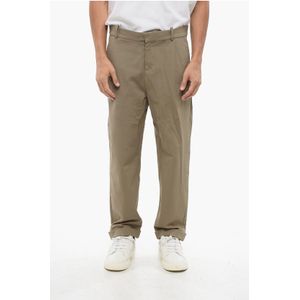 Broek met rechte pasvorm en omgeslagen zoom in groen