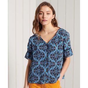 Superdry Top Met Korte Mouwen, Kant En Textuur - Dames - Maat 40