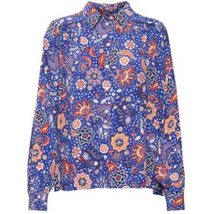 Part Two Blouse VernaPW Met All Over Print Blauw/rood/oranje - Maat L