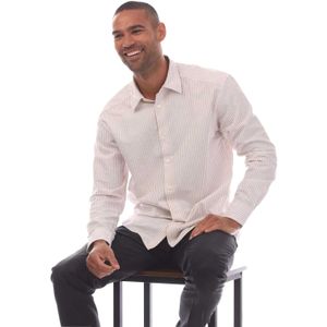 Boss Heren C-Cole Stripe Overhemd (Wit/Lichtroze)