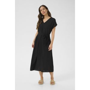 Jurk - A-shape - Zwart - Midi Lengte - Korte Mouwen