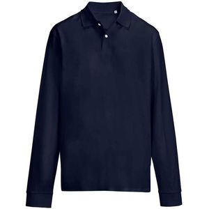 SOLS unisex volwassen piqué poloshirt met lange mouwen (Franse marine)