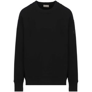Moncler gedetailleerd logo op de achterkant van een zwart sweatshirt