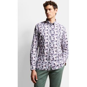 Bugatti - Overhemd - Abrikoos - Lange Mouwen - Met Blaadjesprint