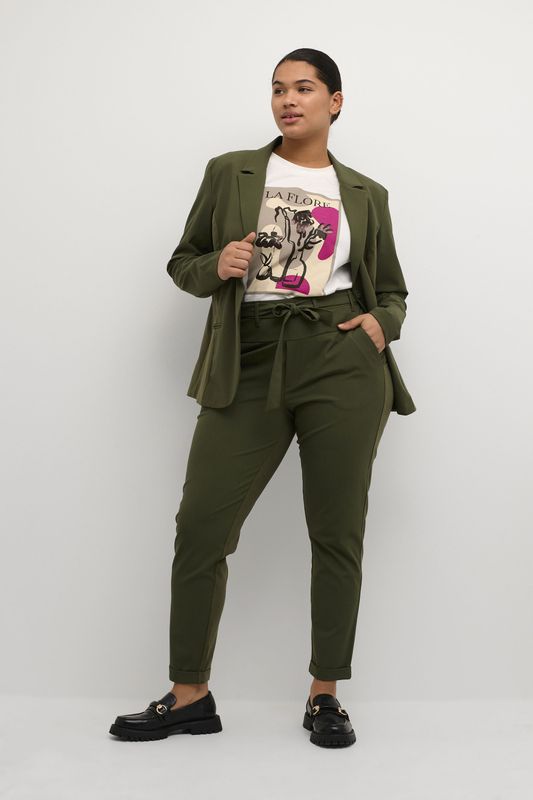 Kaffe Curve - Slim-Fit Broek - Grape Leaf - Elastische Tailleband