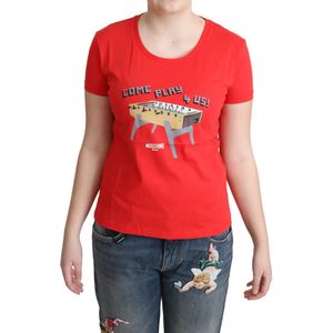 Moschino Vrouwenrood Katoen Come Play 4 Us Print Tops T-shirt - Maat 38