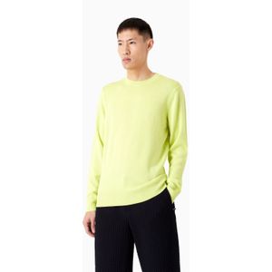 Heren Emporio Armani Virgin Wool Regular Fit Trui in Lime
