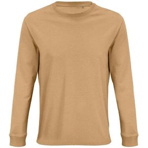 SOLS Unisex Adult Pioneer Organic Cotton T-shirt Met Lange Mouwen (Donker Beige) - Maat 2XL