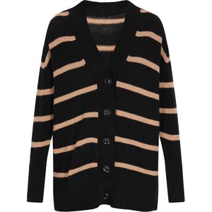 Gebreid Vest - Gestreept - V-hals - Losse Pasvorm - Lange Mouw - Normale Lengte