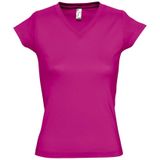 SOLS Dames/dames Maan V Hals T-Shirt met korte mouwen (Fuchsia)