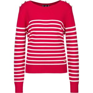 19V69 ITALIA - Flora - Gebreide Trui - Rood/Wit - Lange Mouw