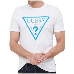 Guess Heren T-shirt Logo Driehoek Blauw - Maat XL