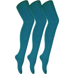 3 paar dames gekleurde ondoorzichtige 80 denier panty's - Groenblauw