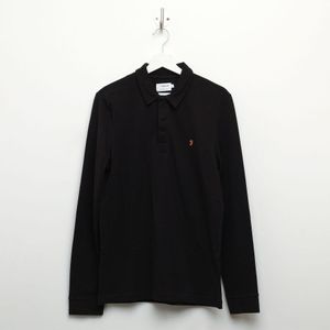 Men's Farah Haslam Long Sleeve Polo Shirt in Black