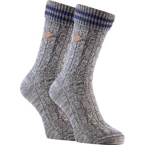 2-pack Heren Katoenen Kabelgebreide Boot Dress Sokken met Omgeslagen Top