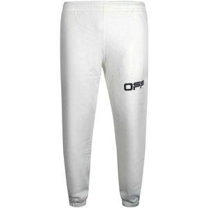 Off-White Heren Airport Logo Getapete Joggingbroek (Wit)