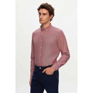 Chemise coton col boutonné armuré bleu marine slim fit Ds Damat