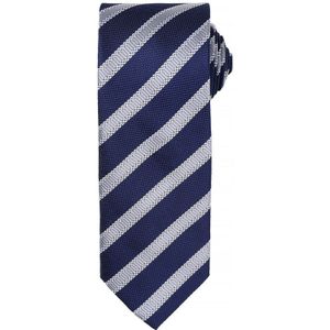 Premier Heren Wafelstrook Formele zakelijke stropdas (Pakket van 2) (Marine / Zilver)