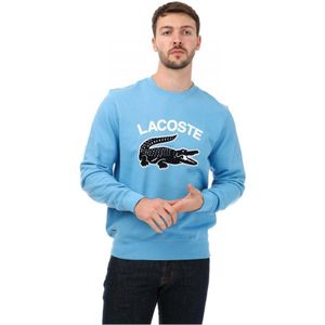 Heren Lacoste Sweatshirt met krokodillenprint in blauw
