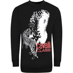 Cavalli Class - Zwart - Sweatshirt - Groot Tijgerlogo Ontwerp