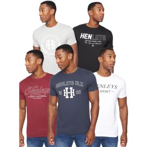 Henleys Heren Varick T-Shirt (5-pack) (Veelkleurig)