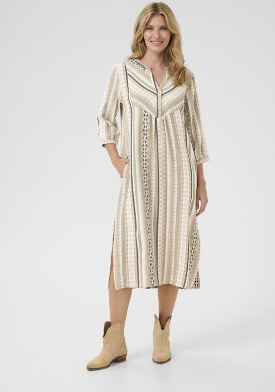 Jurk Straight fit Tea jaquard green