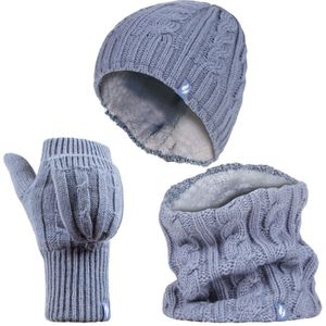 Heat Holders dameshoed, nekwarmer handschoenen set - Schemerig Blauw