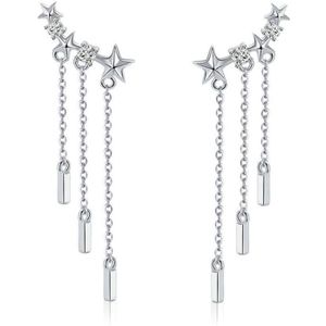 Swarovski - Zilveren (925) oorhangers voor dames met sterretjes en witte kristallen van Swarovski