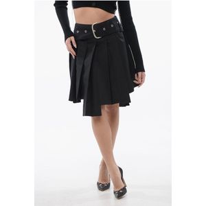 Geplooide ASYM minirok met maxi-gesp in zwart