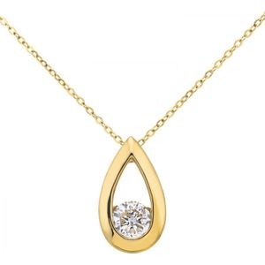 9ct geelgouden derde karaat diamanten druppelvormige hanger en 18 inch ketting