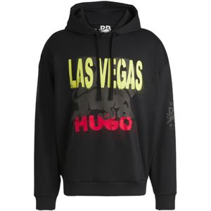 Hugo Heren Las Vegas Kunstwerk Hoodie (Zwart)