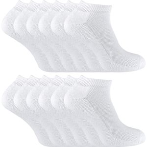 12 paar laag uitgesneden kindersokken van bamboe - Wit