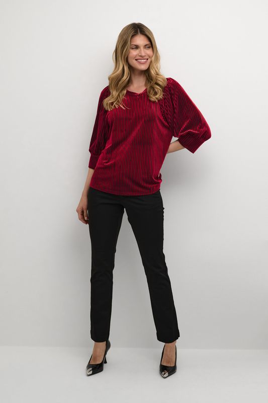 Kaffe - Kacaca - Blouse - Rood - Polyester - Driekwart Pofmouwen