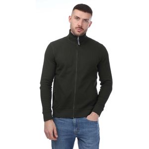 Heren Mercery Amonwoods Waffle Zip Through Sweatshirt in Khaki