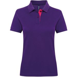 Asquith & Fox Dames/Dames Korte Mouwen Contrast Poloshirt (Paars/Roze) - Maat S