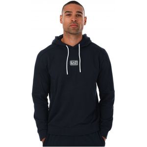 Emporio Armani EA7 hoodie met logo in het midden voor heren, marineblauw